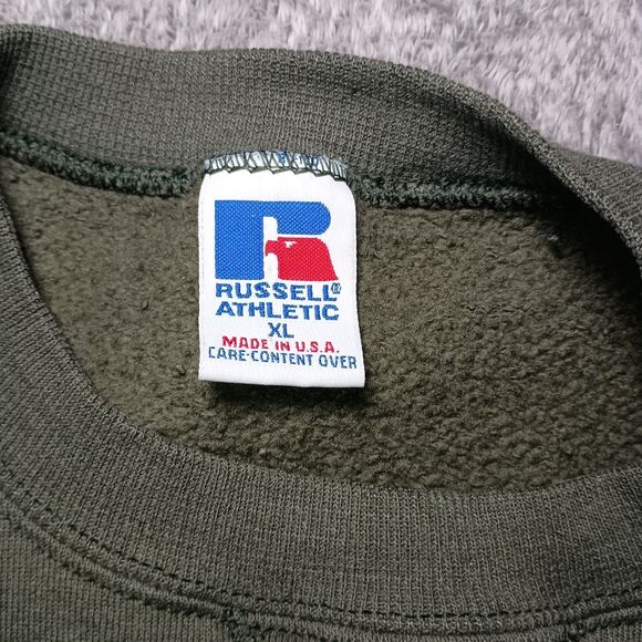 Vintage 90s BLANK RUSSELL ATHLETIC Crewneck Sweatshirt X-Large Green Made In Usa - Picture 11 of 16